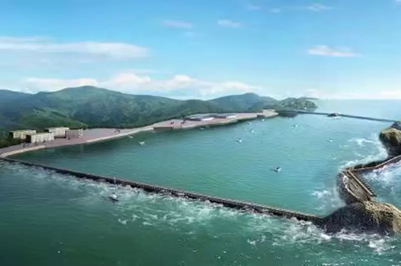 Umfang 400 m vor der Küste, großflächiger ökologischer Pfahlzaun (Blauer Diamant Nr. 1, Shandong Laizhou Bay)