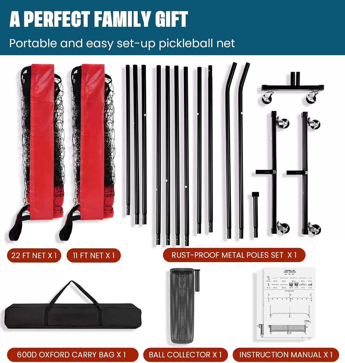 22 x 3 Fu&szlig; Pickleball-&Uuml;bungsnetz I