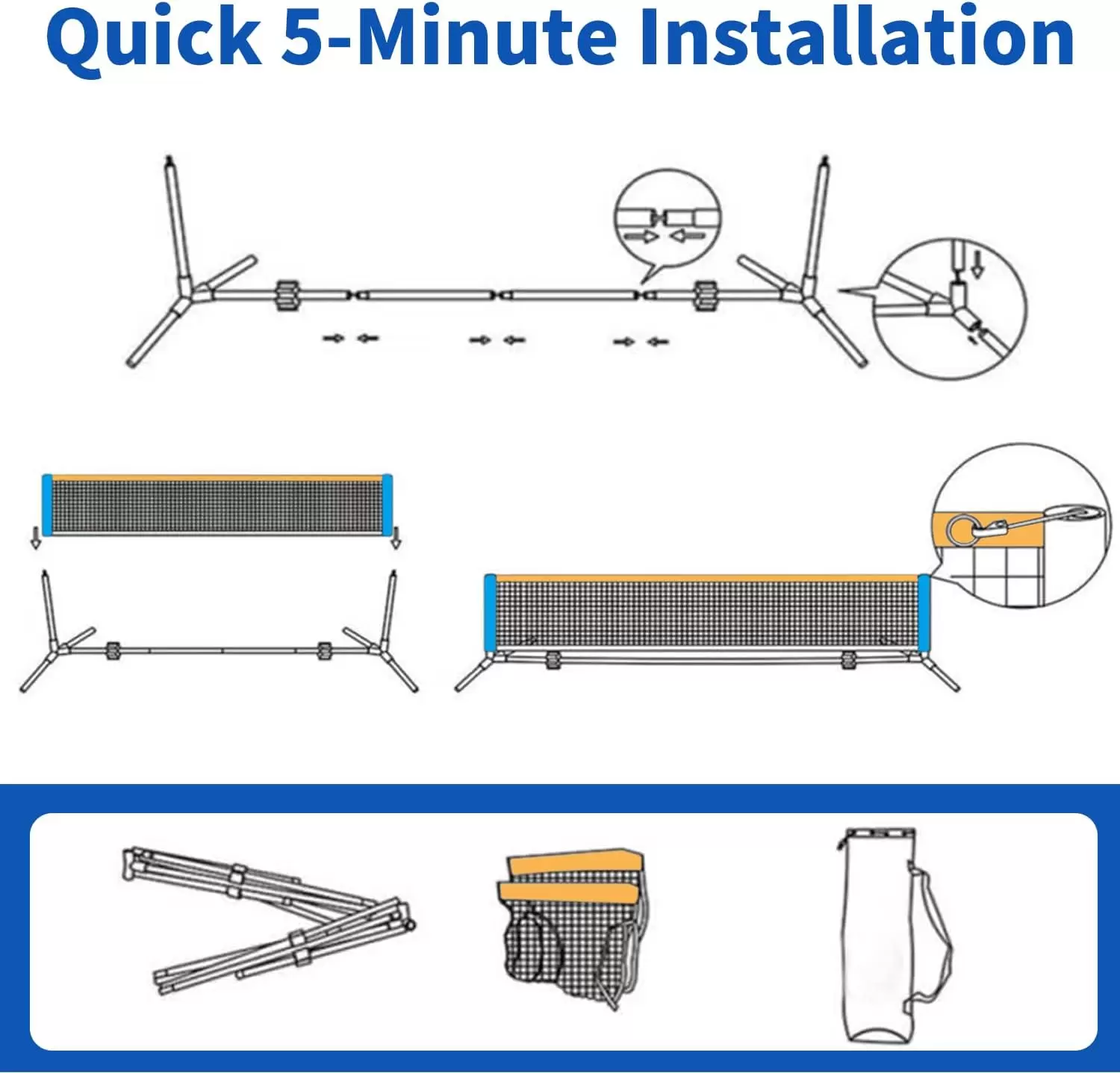 Faltbares Mini-Pickleball-Netz