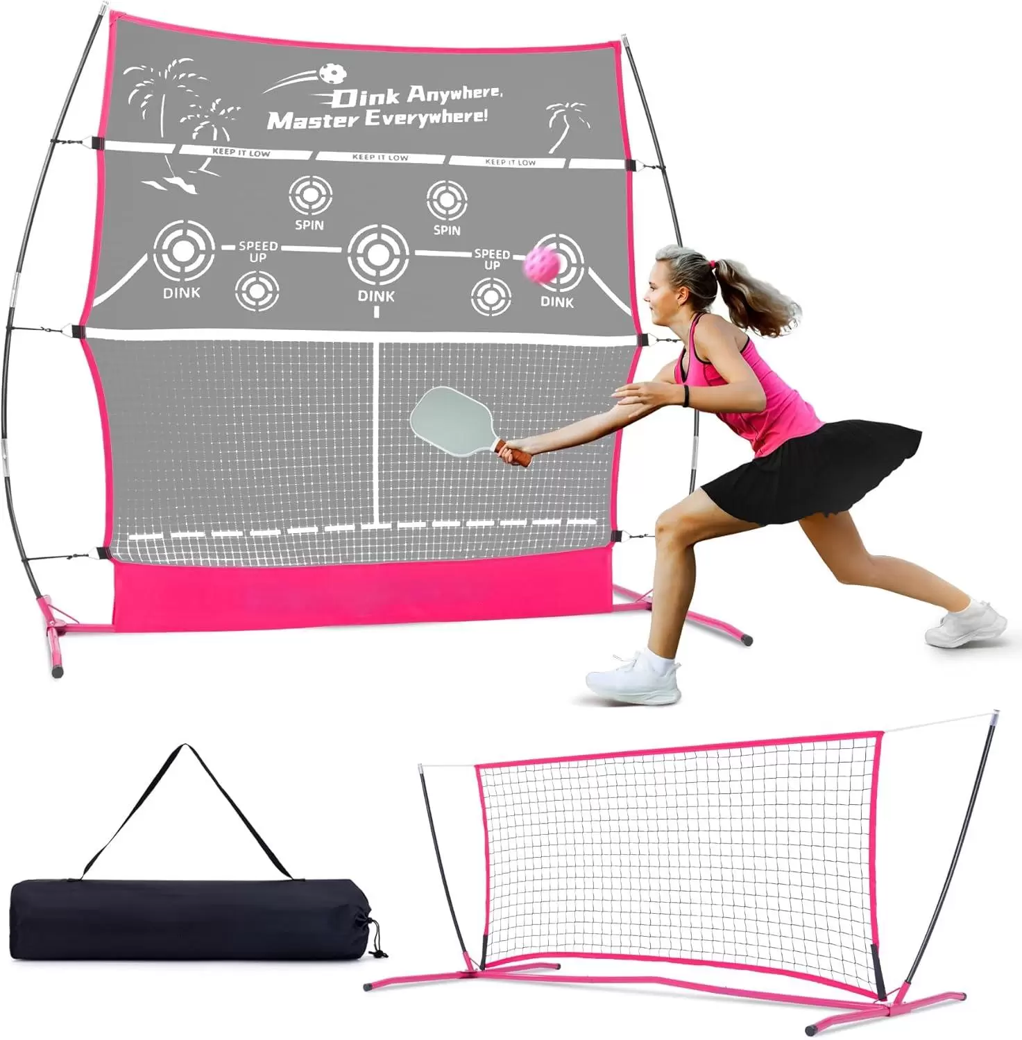 6*6FT 2-in-1 Pickleball-Rebounder-Netz
