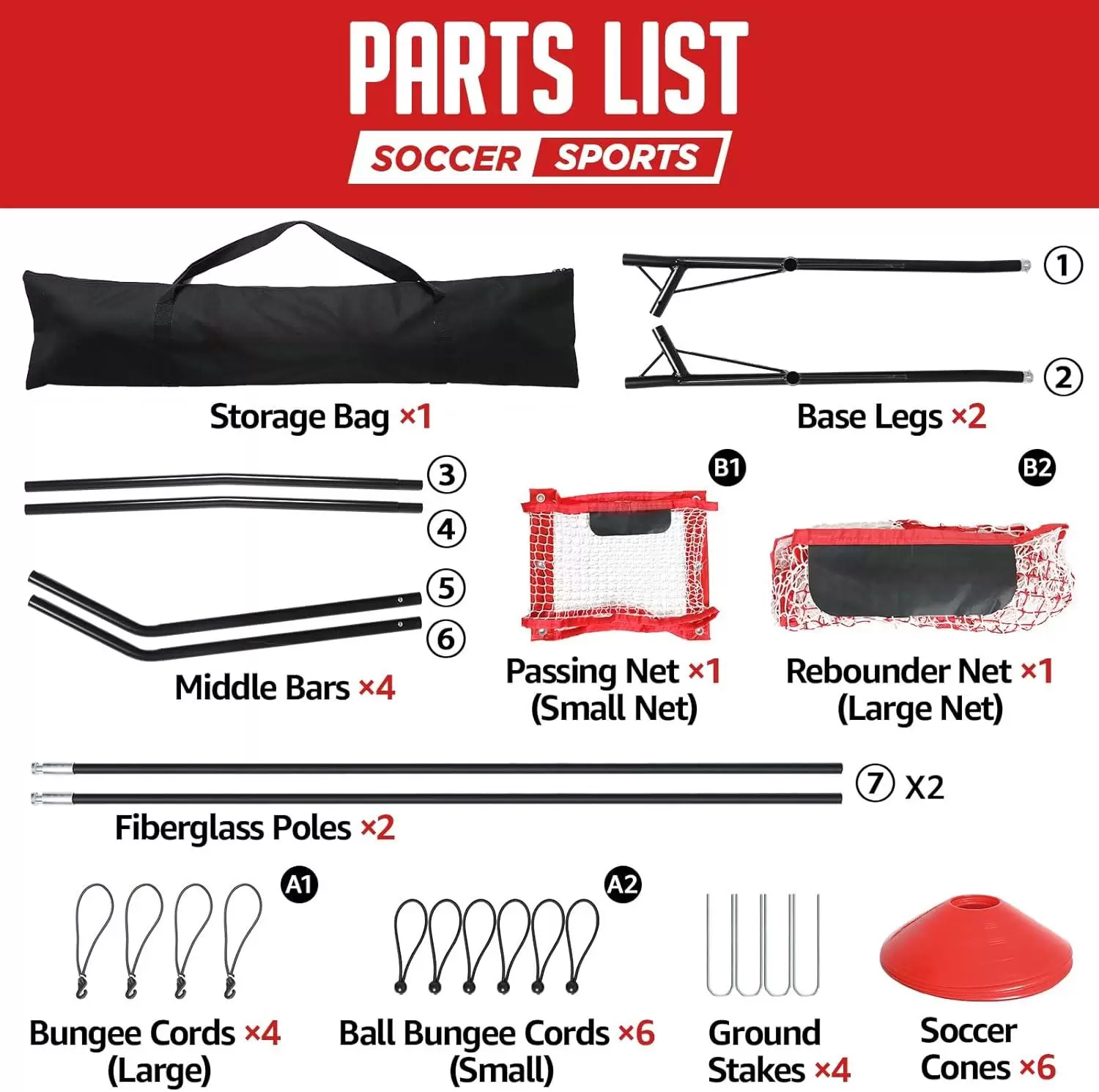 Doppelseitiges Fu&szlig;ball-Rebound-Netz (hoch/tief)