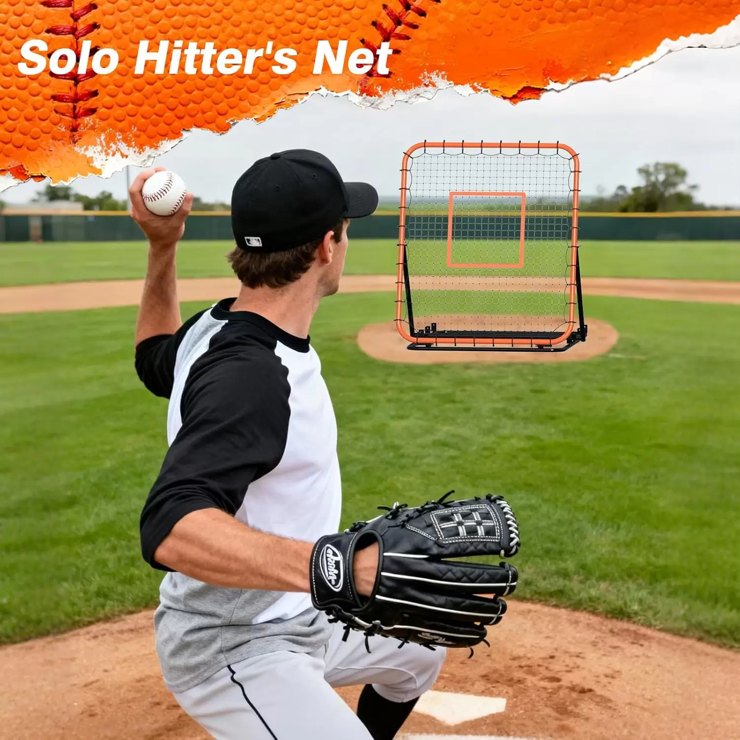 Multisport-R&uuml;ckprallnetz mit einstellbarem Winkel