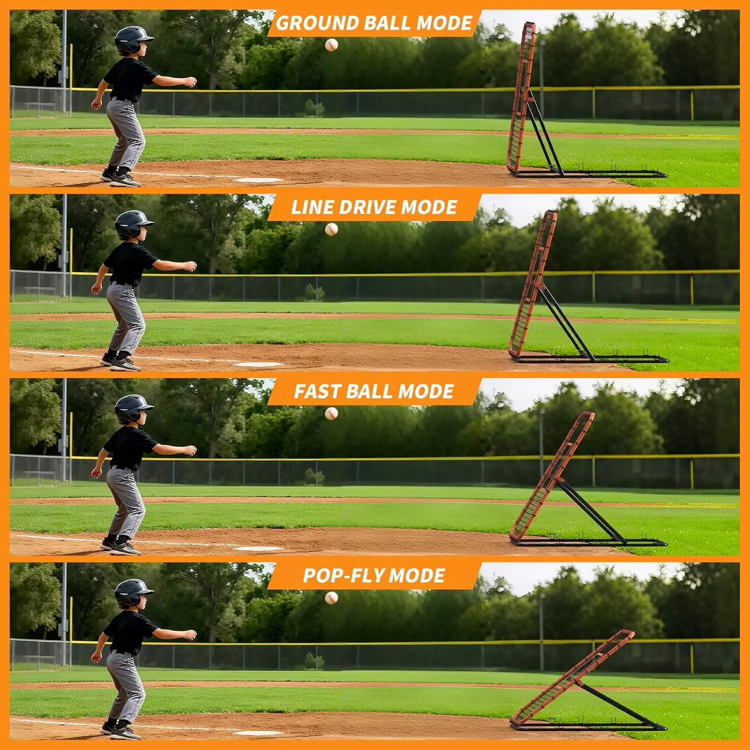 Multisport-R&uuml;ckprallnetz mit einstellbarem Winkel