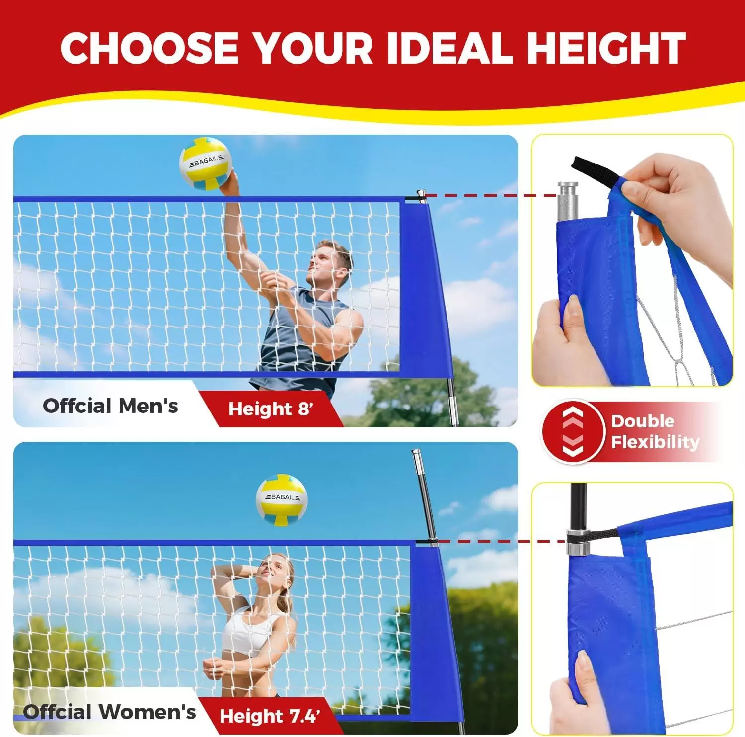 Tragbares Volleyball-&Uuml;bungsnetz