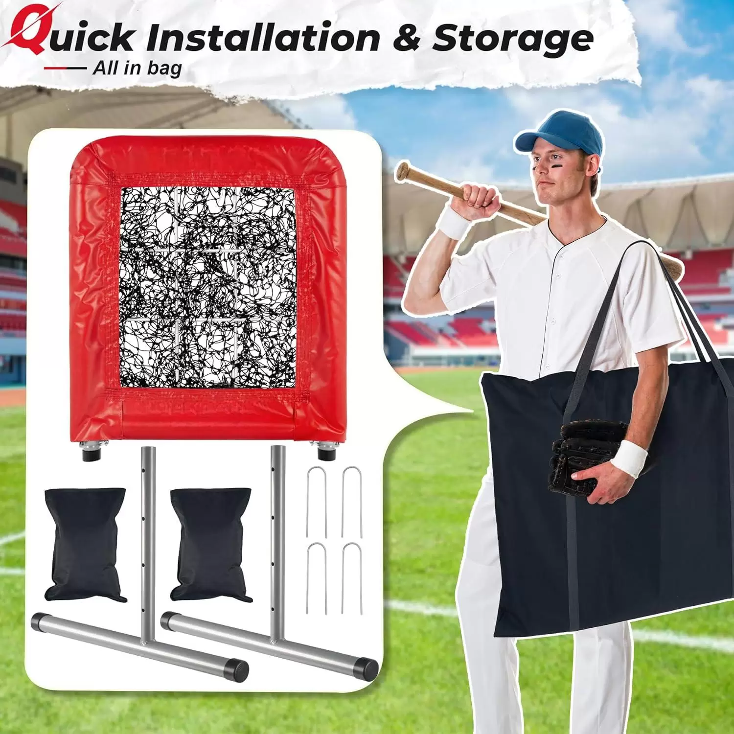 9-Loch-Profi-Baseball- und Softball-Wurfnetz