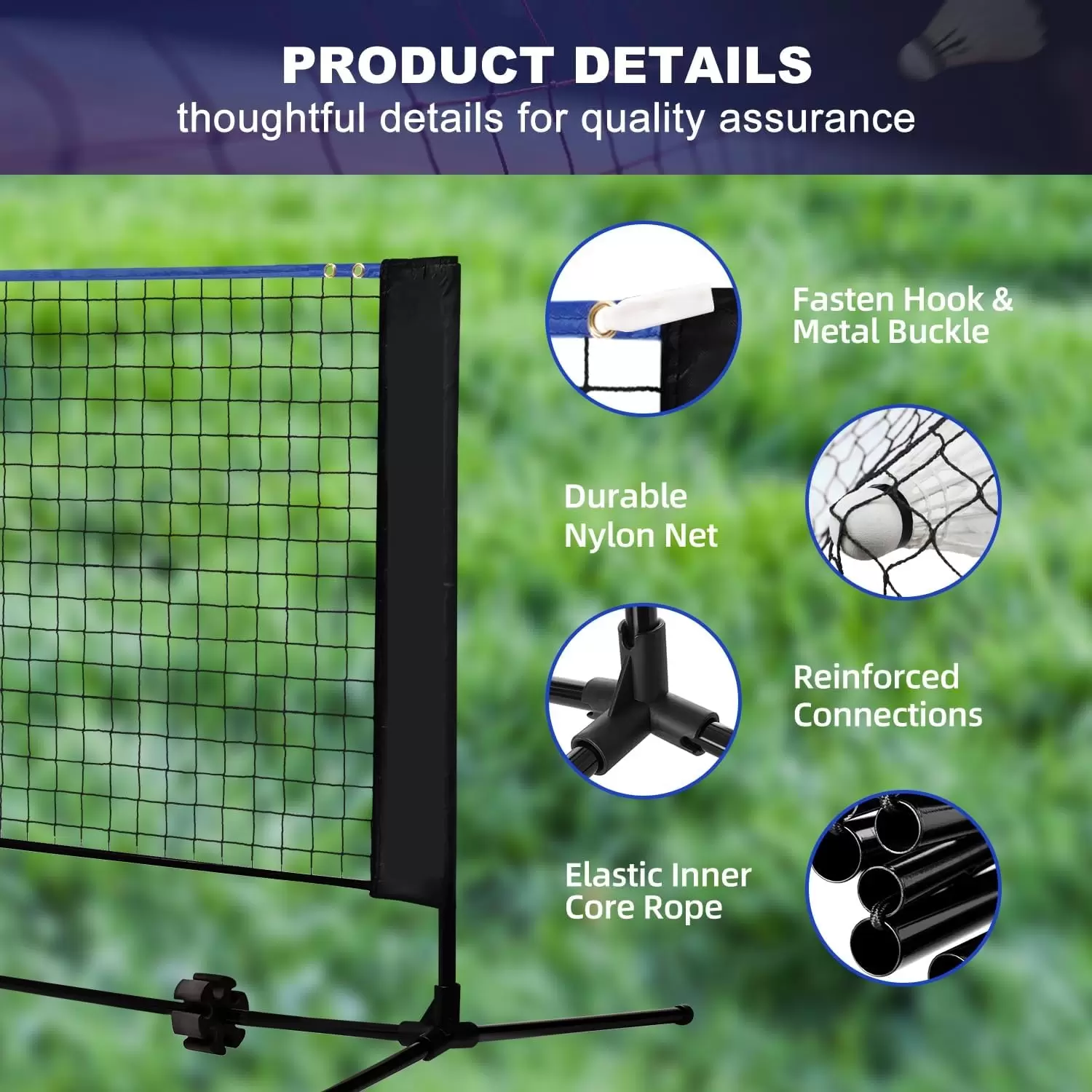 2-in-1 Faltbares und tragbares Badminton- und Pickleball-&Uuml;bungsnetz