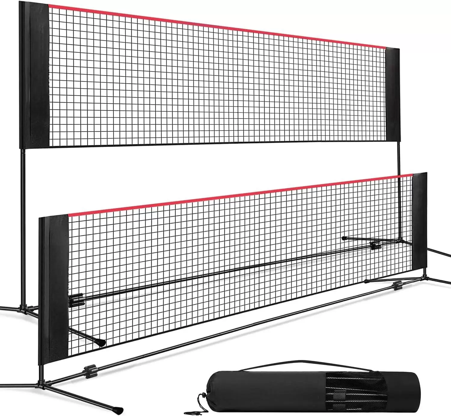 2-in-1 Faltbares und tragbares Badminton- und Pickleball-&Uuml;bungsnetz